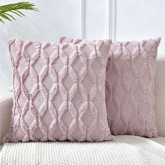 Light Pale Blush Pink Pillow Cover Furry Faux Luxury Soft Warm Pillow Case Set - Picture 1 of 6